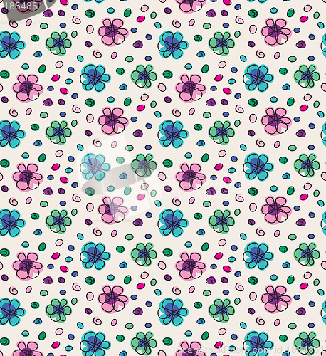 Image of Funny colorful seamless pattern with flowers