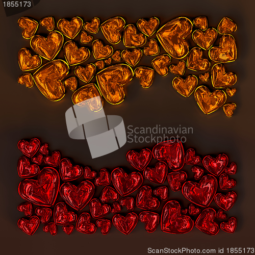 Image of red and orange glass hearts