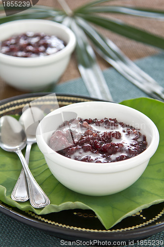 Image of Black sticky rice with coconut milk [Thai's dessert ]