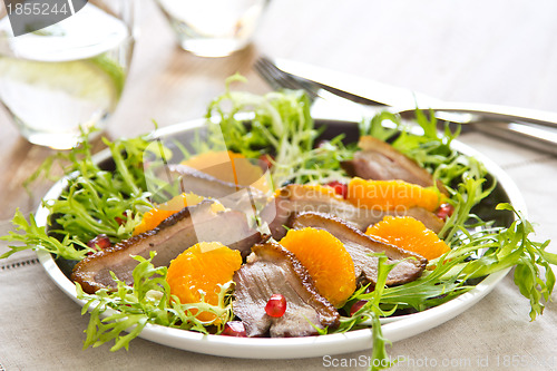 Image of Smoked duck with orange and pomegranate salad