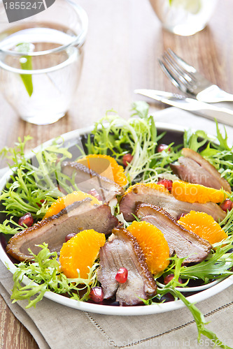 Image of Smoked duck with orange and pomegranate salad