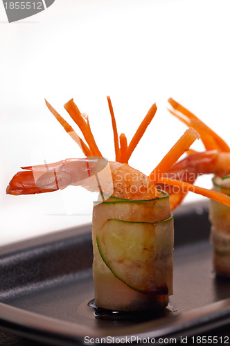 Image of colorful  prawn shrimps appetizer snack