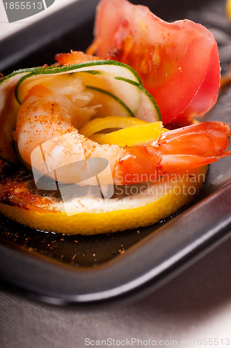 Image of colorful  prawn shrimps appetizer snack