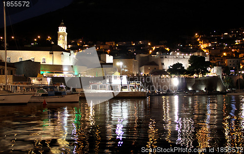 Image of Dubrovnik in the night, Croatia