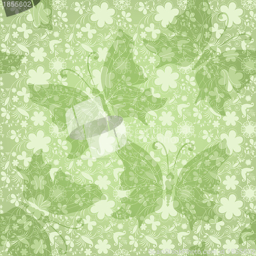 Image of Green gentle floral pattern
