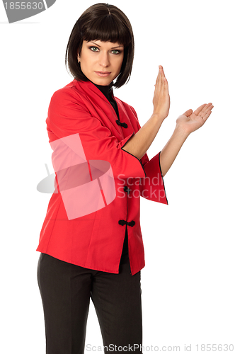 Image of woman in Chinese dress on fashion week in Paris