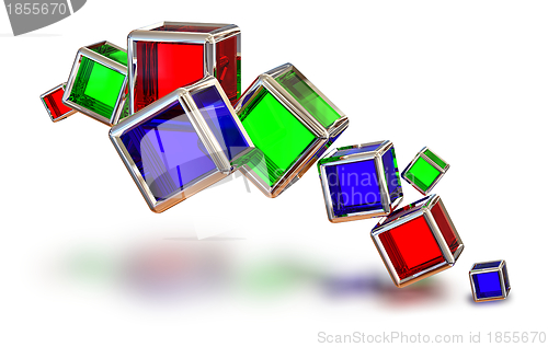 Image of glass cubes in a metal frame