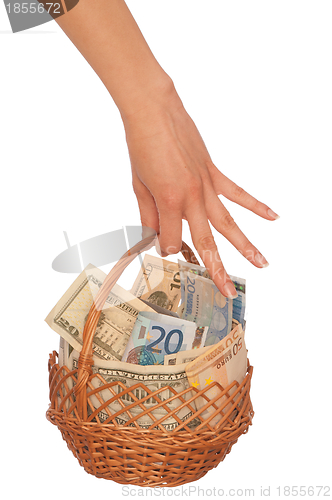 Image of basket with money