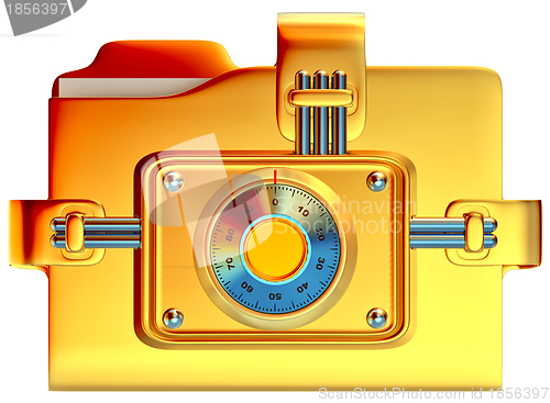 Image of folder with golden combination lock