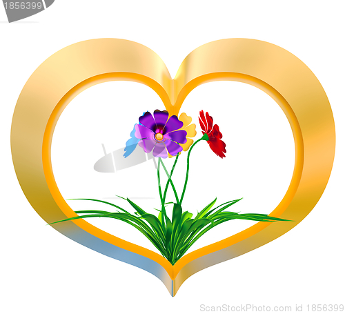 Image of heart with flowers and leaves