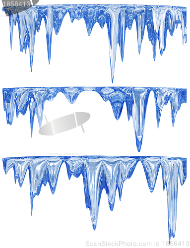 Image of Collection of winter thawing icicles