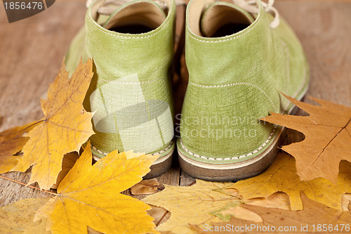 Image of pair of green leather boots 
