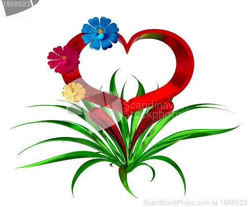 Image of heart with flowers and leaves