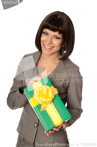 Image of green box with yellow bow as a gift