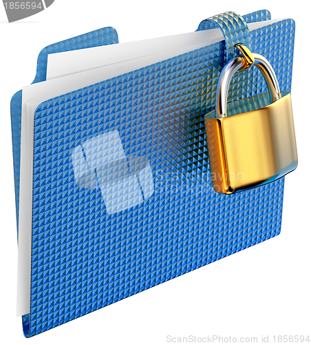 Image of the blue folder with golden hinged lock