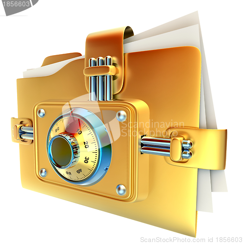 Image of folder with golden combination lock