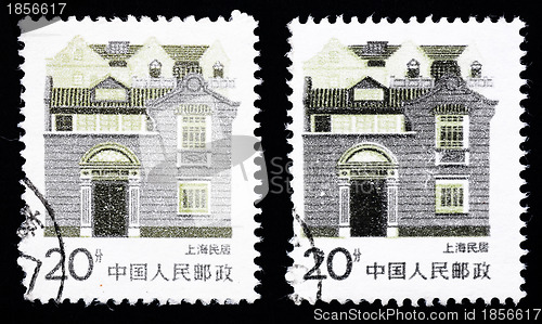 Image of Stamp printed in China shows local dwelling in Shanghai