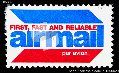 Image of Stamp printed in US shows airmail
