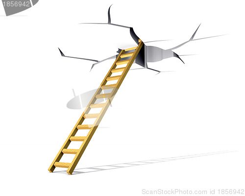 Image of ladder in a crack