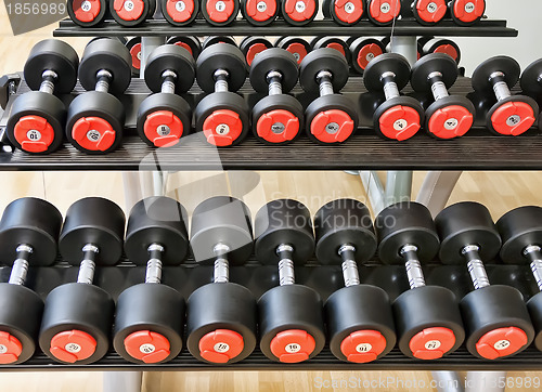 Image of barbells in gym