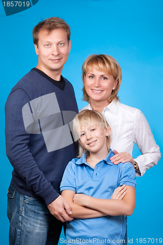Image of Happy family father, mother and son