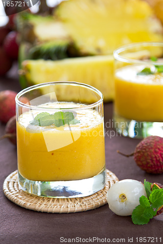 Image of Lychee with Mango and Pineapple smoothie