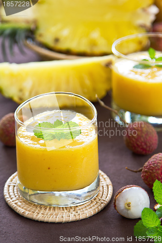 Image of Lychee with Mango and Pineapple smoothie