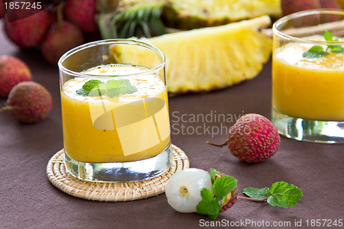 Image of Lychee with Mango and Pineapple smoothie