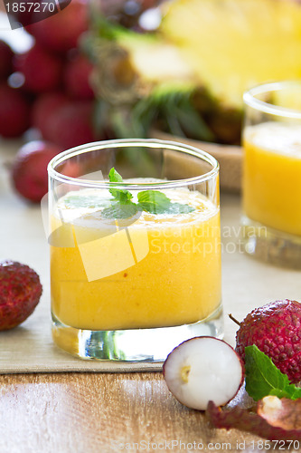 Image of Lychee with Mango and Pineapple smoothie