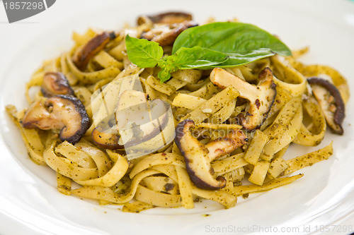 Image of Fettucine with mushroom in pesto sauce