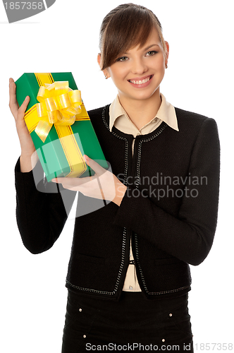 Image of green box with yellow bow as a gift