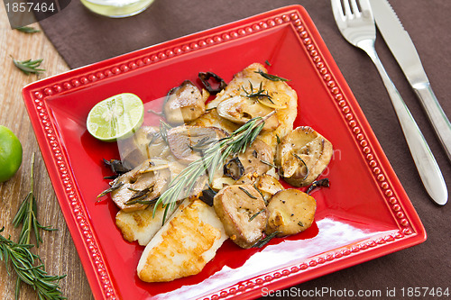 Image of Grilled Dory fish with sauté mushroom