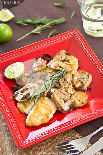 Image of Grilled Dory fish with sauté mushroom