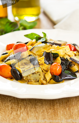 Image of  Fettuccine with aubergine and dried chilli