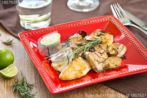 Image of Grilled Dory fish with sauté mushroom