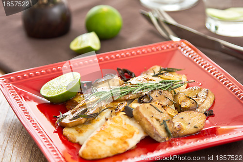 Image of Grilled Dory fish with sauté mushroom