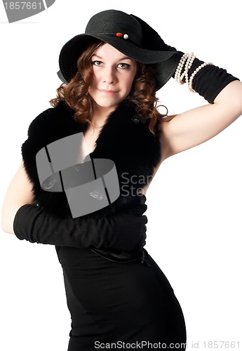 Image of Young woman in black