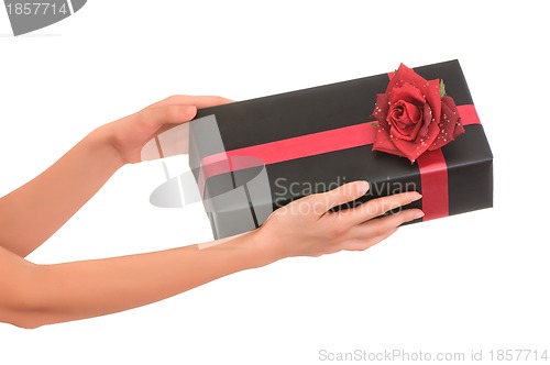 Image of gift with red rose