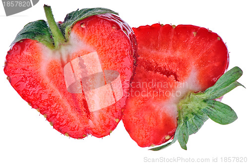 Image of two parts of a sweet strawberry