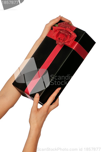 Image of gift with red rose