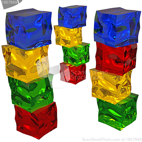 Image of Different colored cube jellies