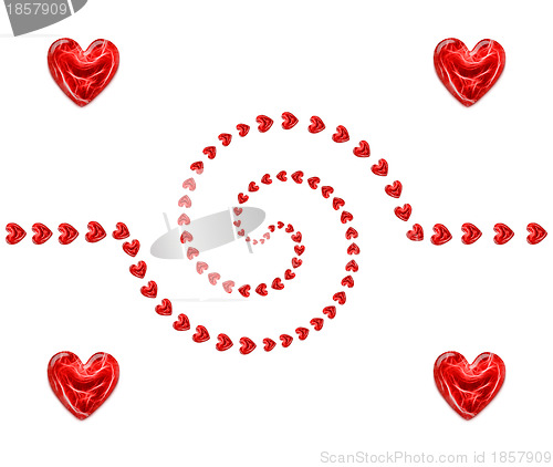 Image of spiral of red hearts