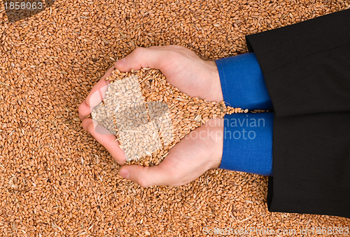 Image of businessman holding a symbol of wealth