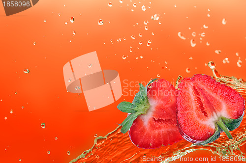 Image of sweet strawberry in the water