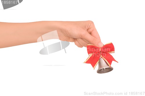 Image of hand bell with red bow