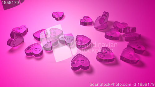 Image of pink pills in heart shape for making love