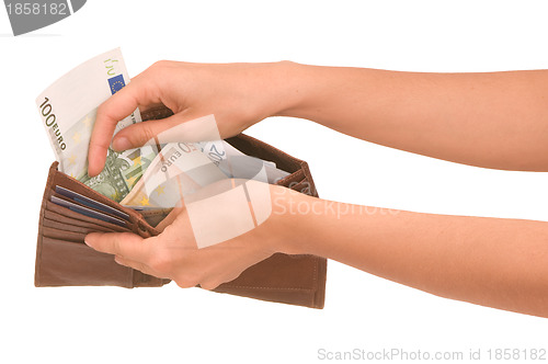 Image of Woman taking money