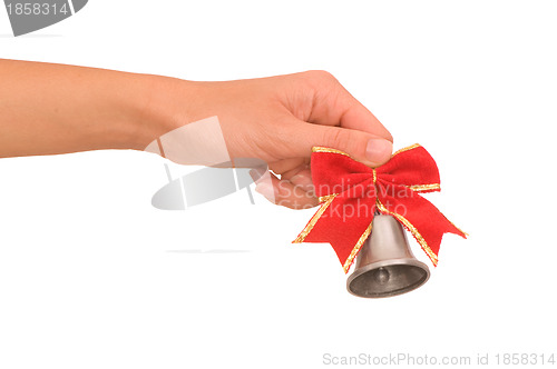 Image of hand bell with red bow