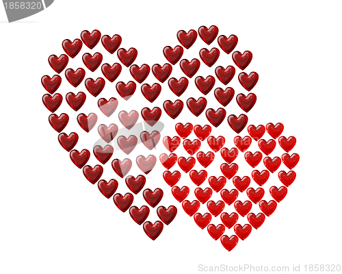 Image of two red hearts in pair