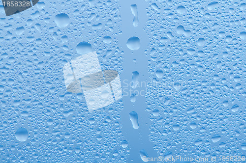 Image of raindrops on the window after rain